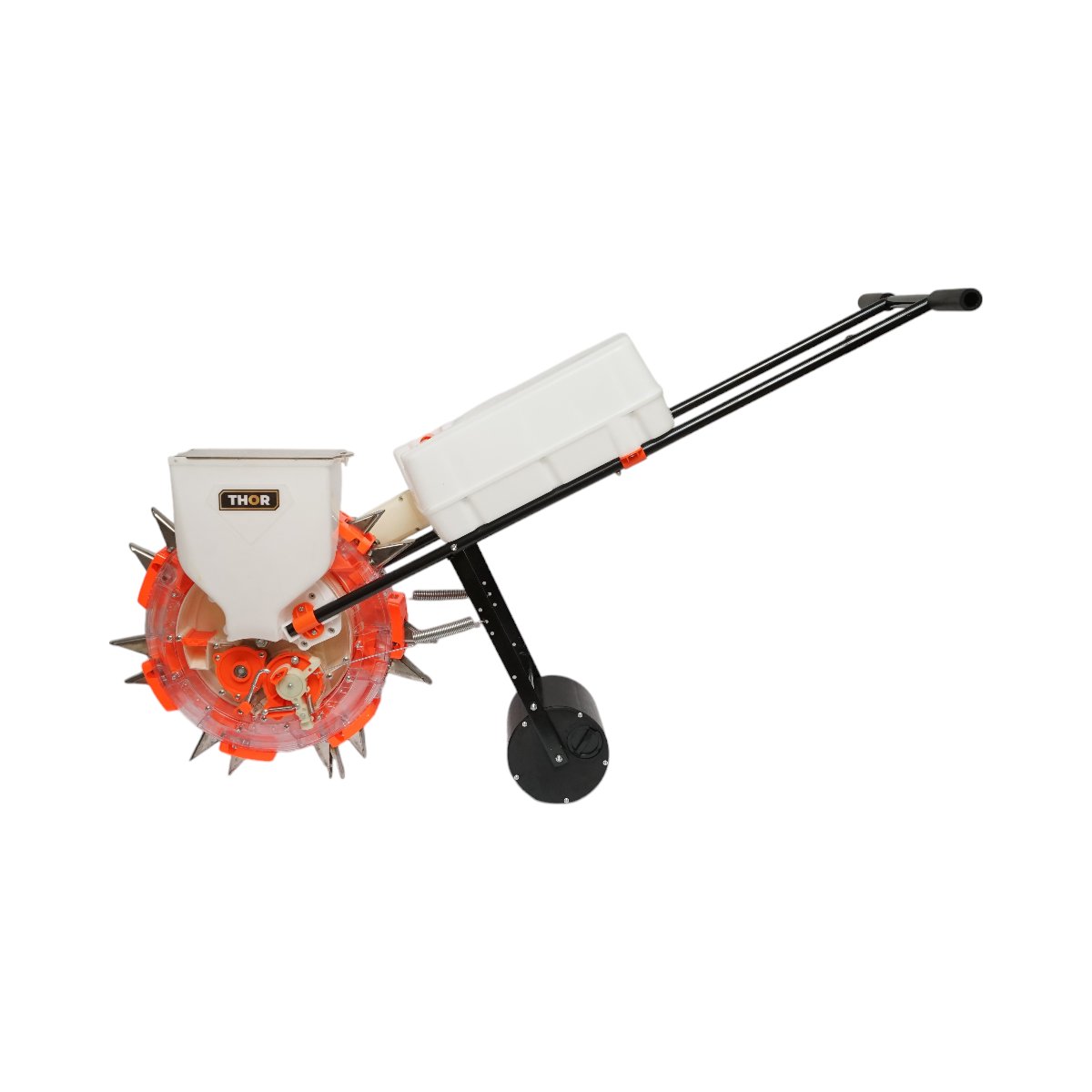 Semanatoare manuala cu 7 dinti, adancime semanare 8cm, rezervor seminte 4L, cutie fertilizare 12L THOR